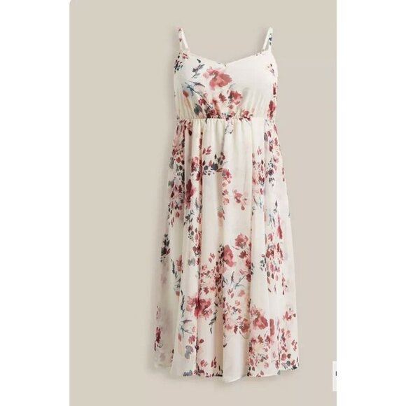 Torrid Women's 4 (26W, 4X) Midi Chiffon Pleated Dress Spaghetti Strap Plus - Picture 3 of 11